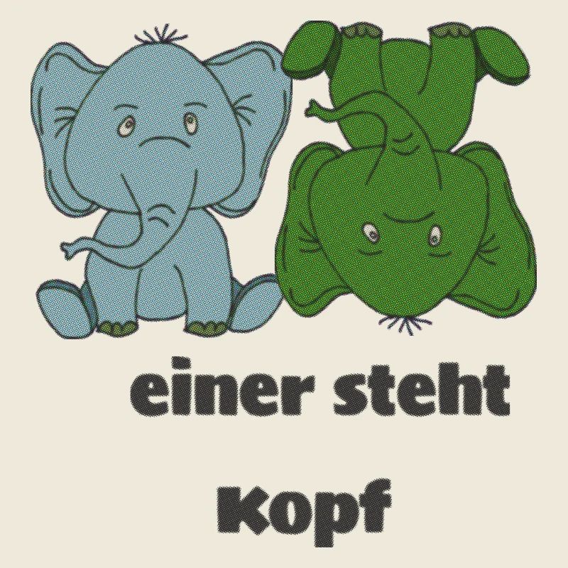 elefanten einer steht kopf