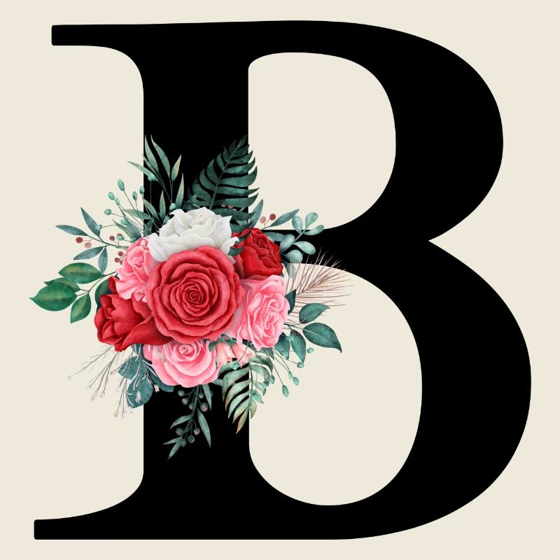 Red Floral Letter B