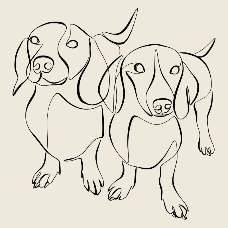 Teckel, Teckel, Teckel, Teckel à poil dur Line Art
