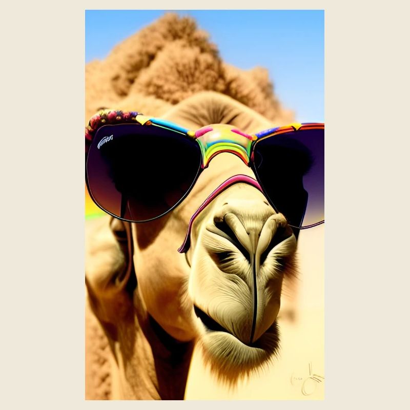 Coole Kamelurlaub Selfie Wüste Sonnenbrille Comic