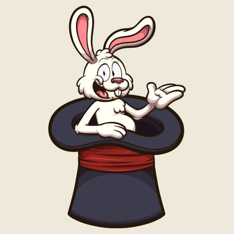 White Rabbit In Magician Hat