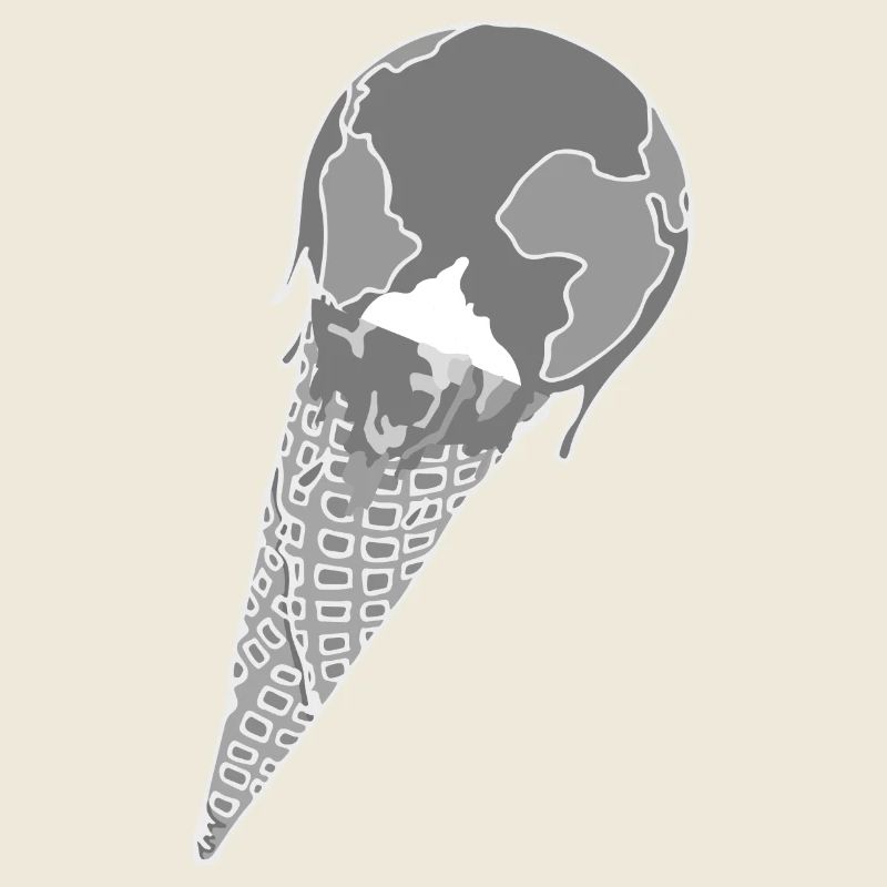Melting earth as ice cream in a waffle