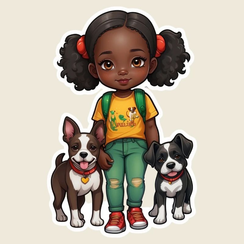 Kind mit Hund mit Panafrikanischen Farben