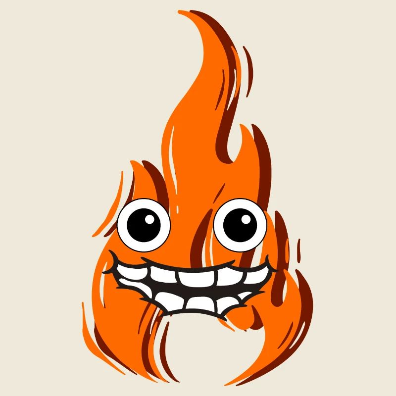 Feu avec visage qui est content