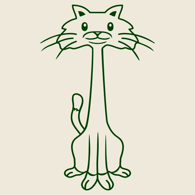 Drôle de chat à long cou regardant joyeux souriant