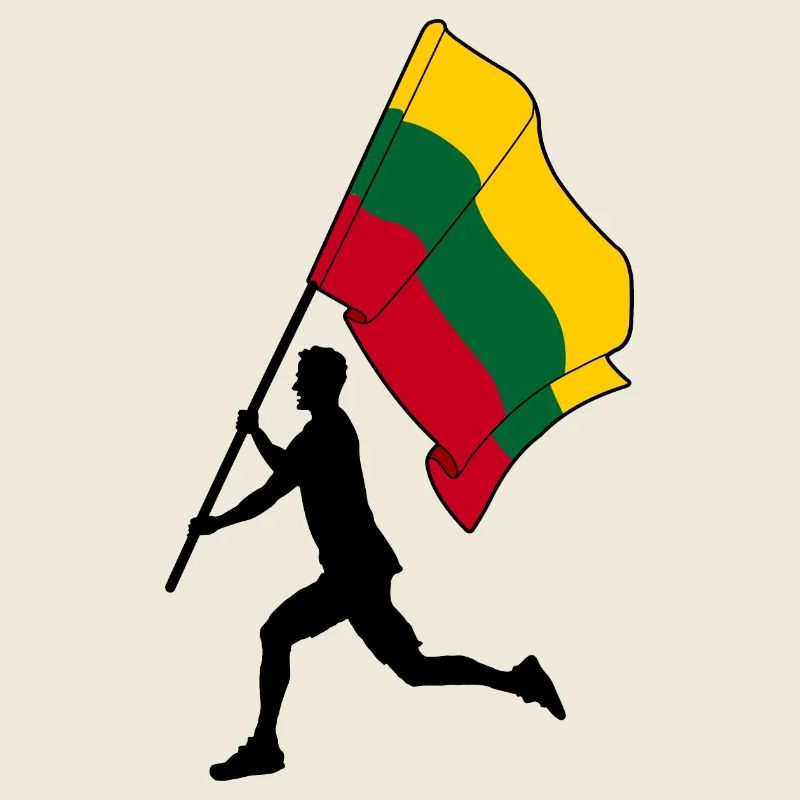 Flag Lithuania man running