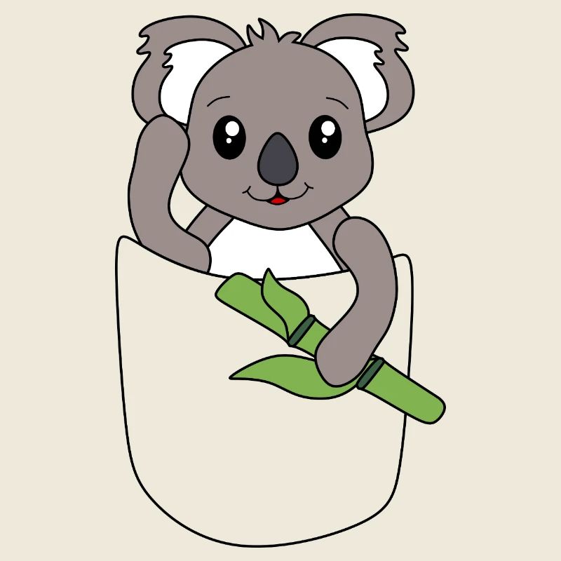 Koala dans la poche de poitrine - design animal mignon
