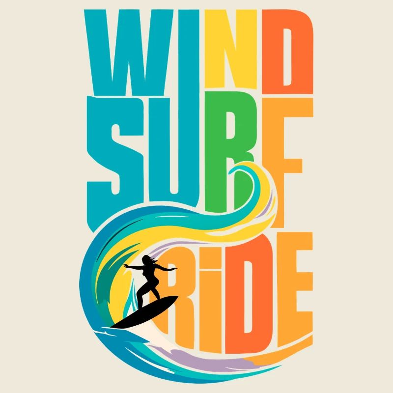 Farbenfrohe Windsurf-Ride-Action-Kunst - Lebendige Gewässer