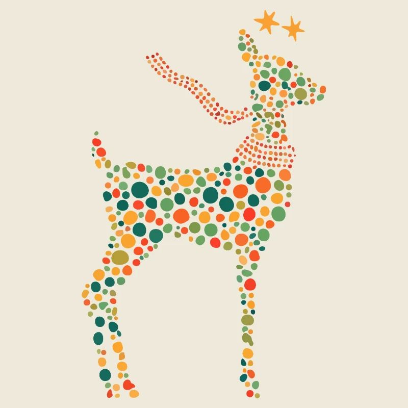 Renne de Noël - Illustration de points colorés.