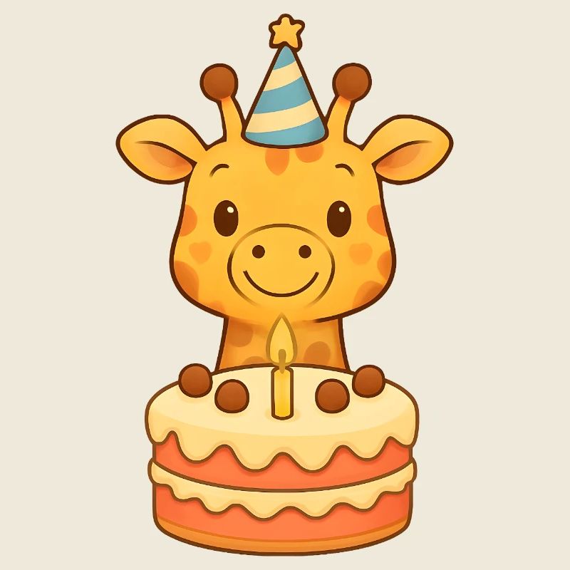 Girafe avec gâteau d’anniversaire