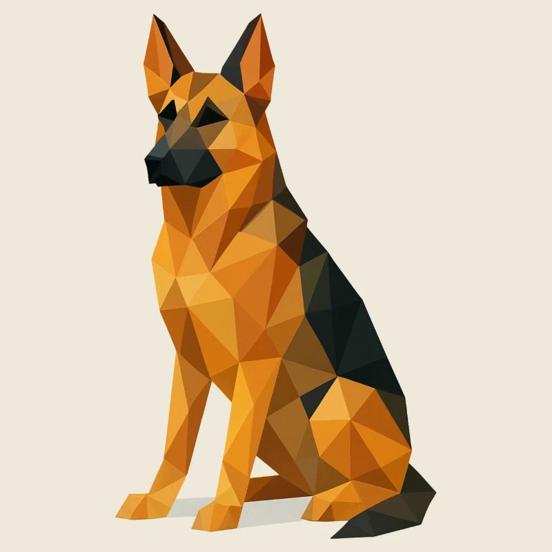German Shepherd Dog in Low Poly