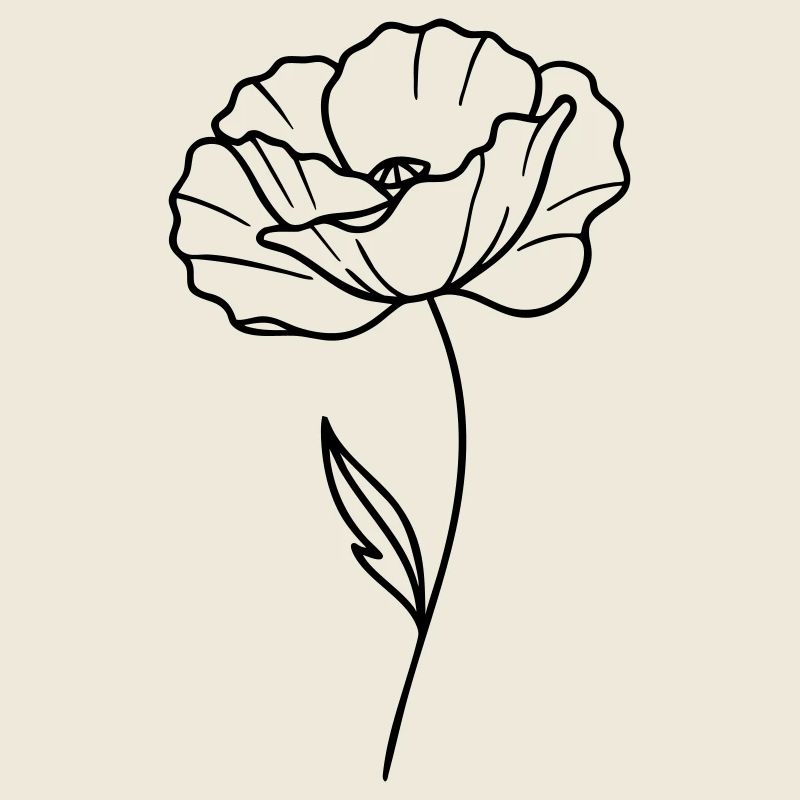 Coquelicot – Graphique linéaire, contours de fleurs