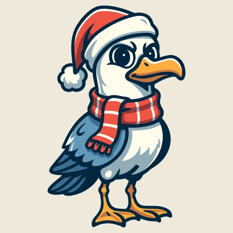 Möwe mit Weihnachtsmütze