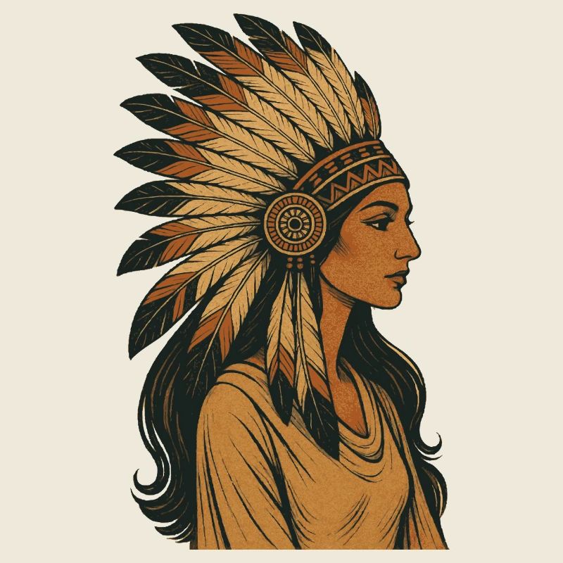 Indigenous Portrait with Feather Crown
