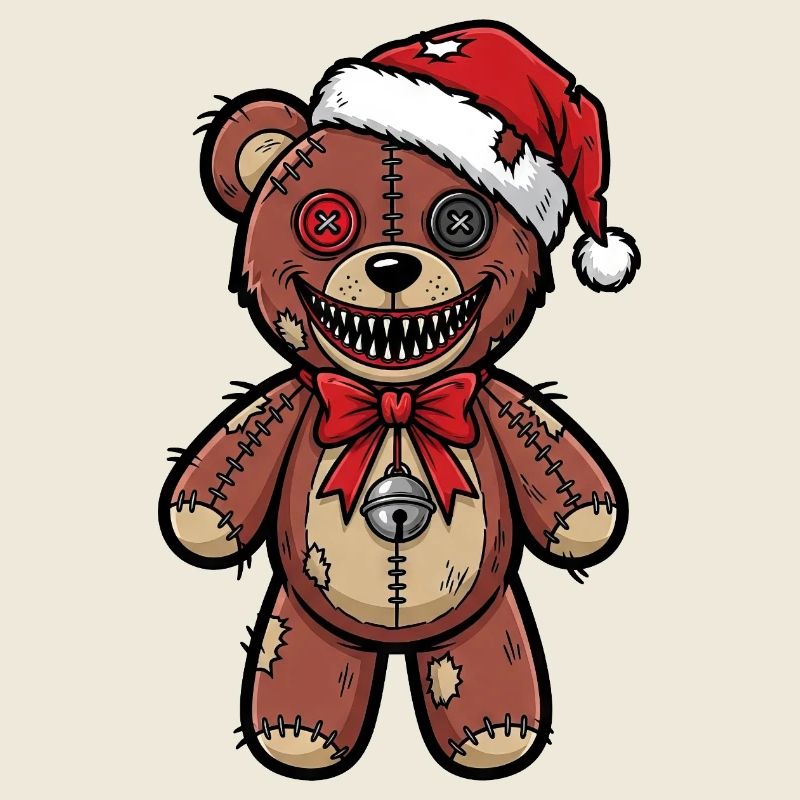 Creepy Weihnachtsbär mit Mütze Gothic Horror