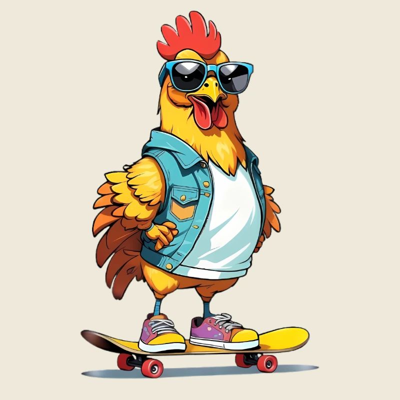 Poulet patineur en denim