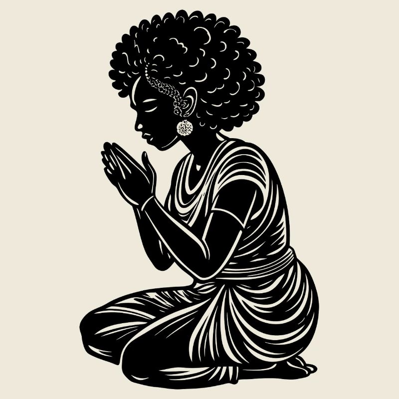 Femme afro prie