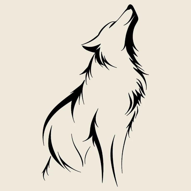 Silhouette de loup, force et puissance, contours