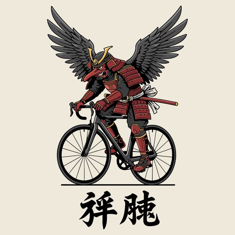 Winged Samurai on Bicycle