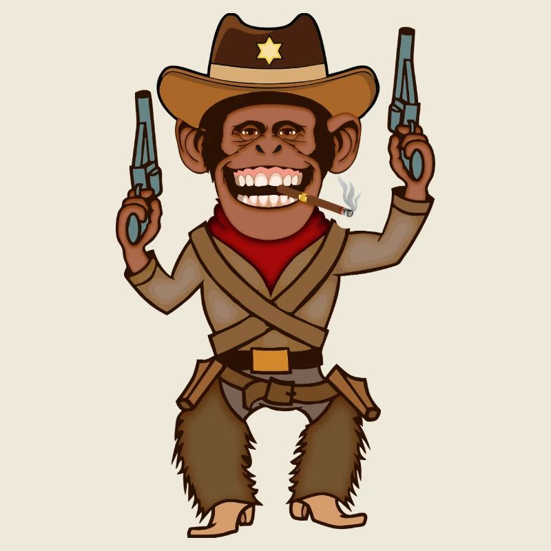 Dessin animé drôle de Cowboy Singe Tireur