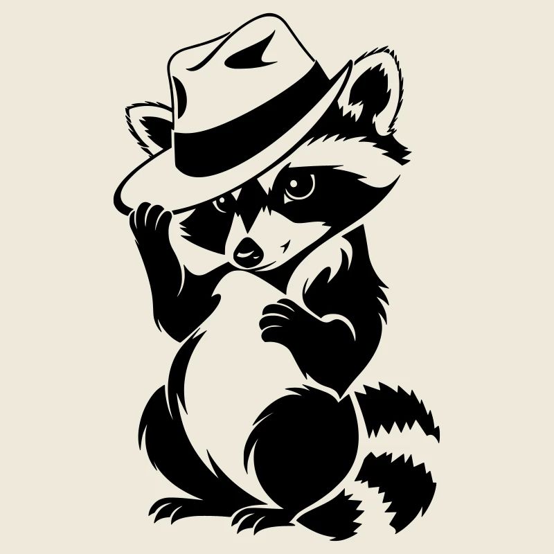 Raton laveur mignon avec un chapeau