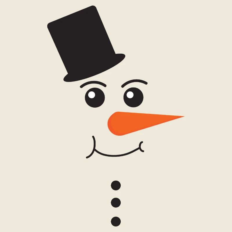 Snowman Face With Black Top Hat Winter Art