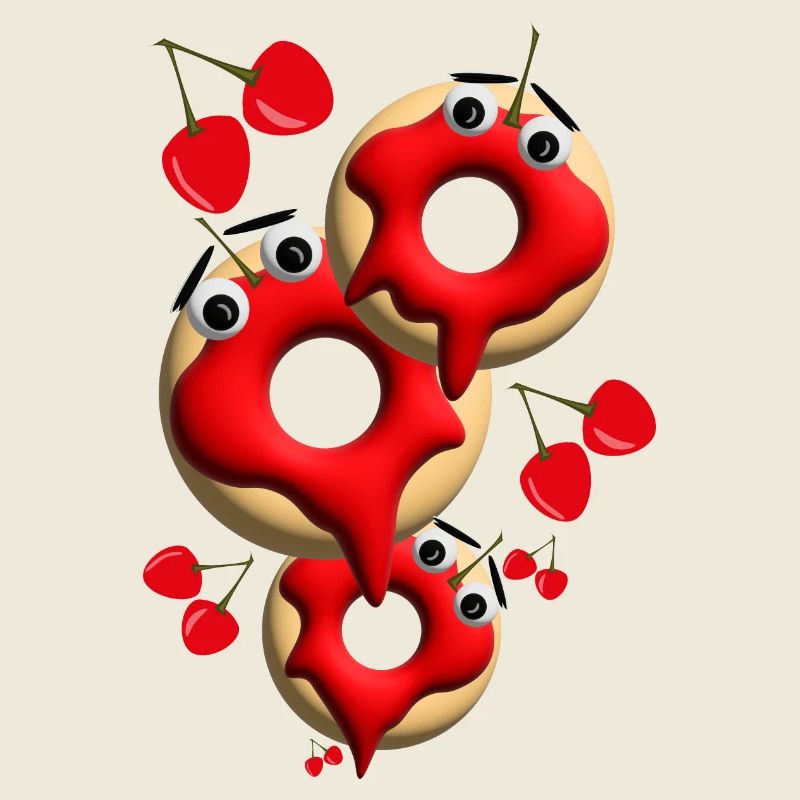 Drei leckere Kirsch Donuts.