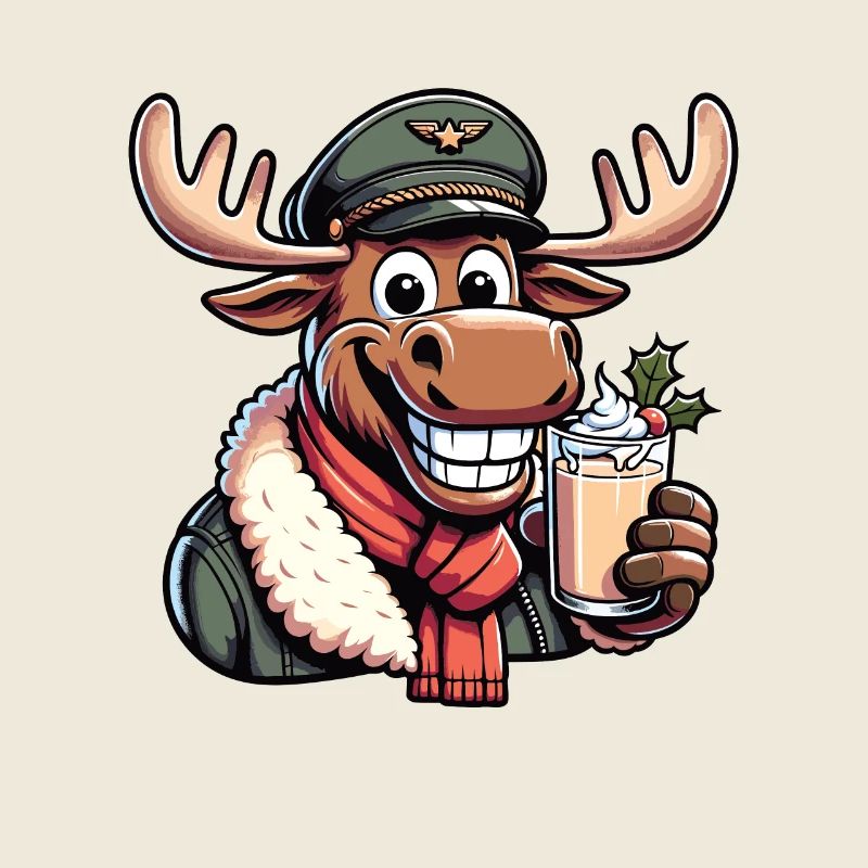Moose Rudolph Pilot Pilot Hat boit du lait de poule