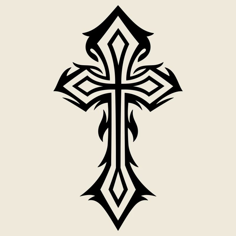 Cross, Crucifix, with thorns, gothic style.