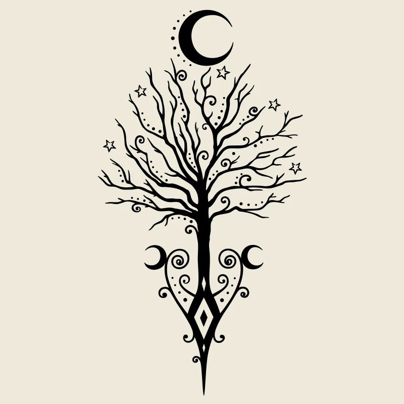 Tree Moon Night Stars Moon Tree