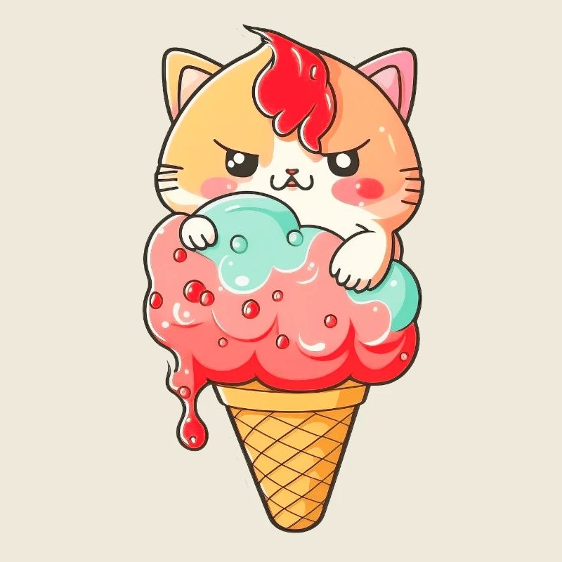 Süßer Katzen-Eiscreme-Print