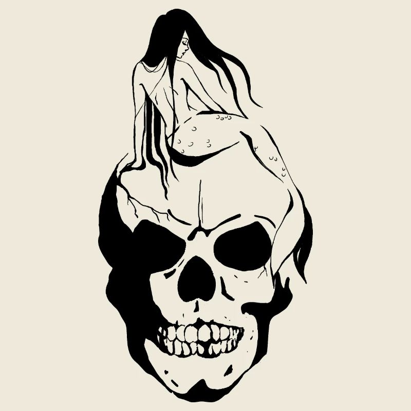 Mermaid on skull