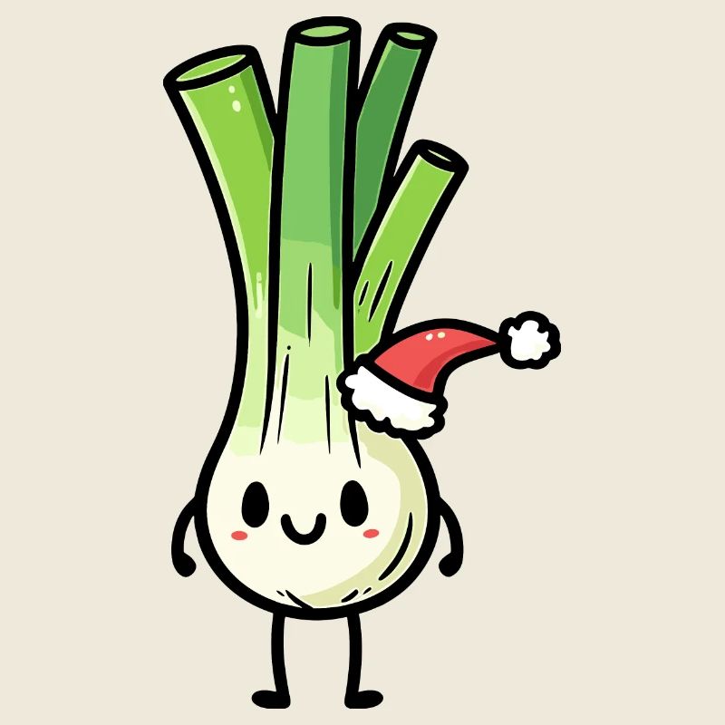 Kawaii Lauch mit Weihnachtsmütze