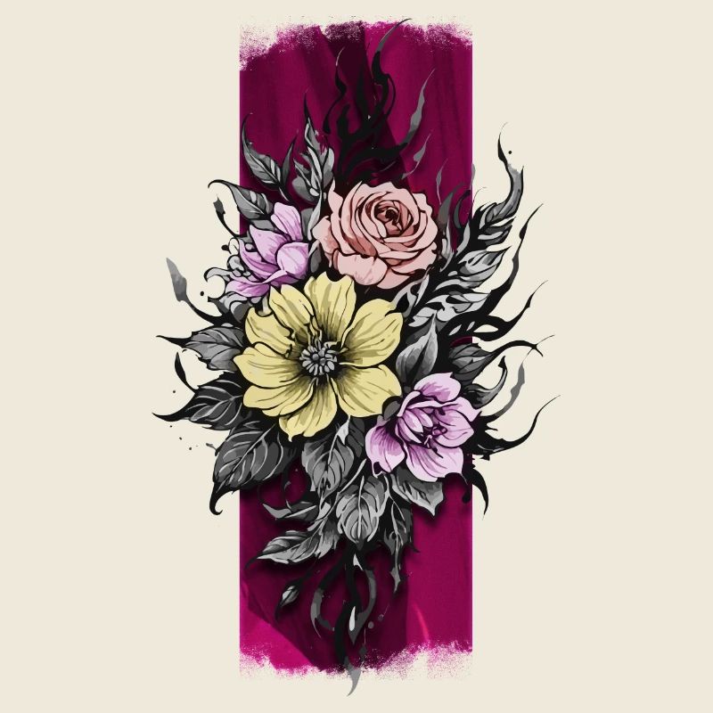 Encre de fleur : Conception de style de tatouage floral
