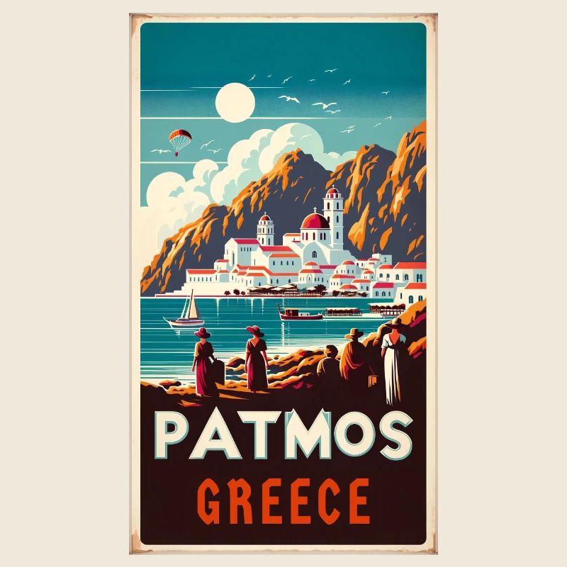 Design de vacances vintage à Patmos en Grèce
