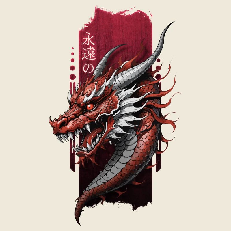 Gardien éternel : Dragon chinois au milieu de « Éternel »