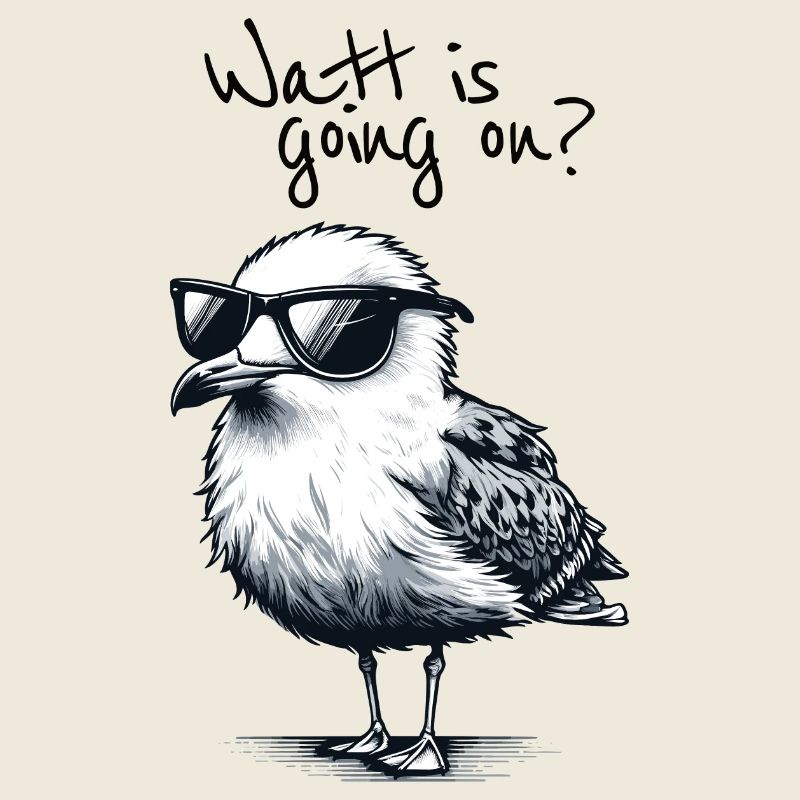 Watt va à Coole Möwe Nordsee Spruch