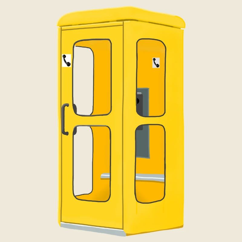 Yellow Phone Booth, Nostalgia, Post Hand Drawing