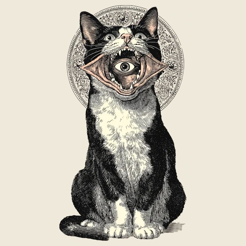 Cauchemar mystique du chat avec un œil