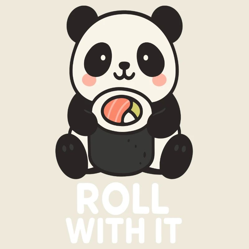 Cute panda with sushi motif
