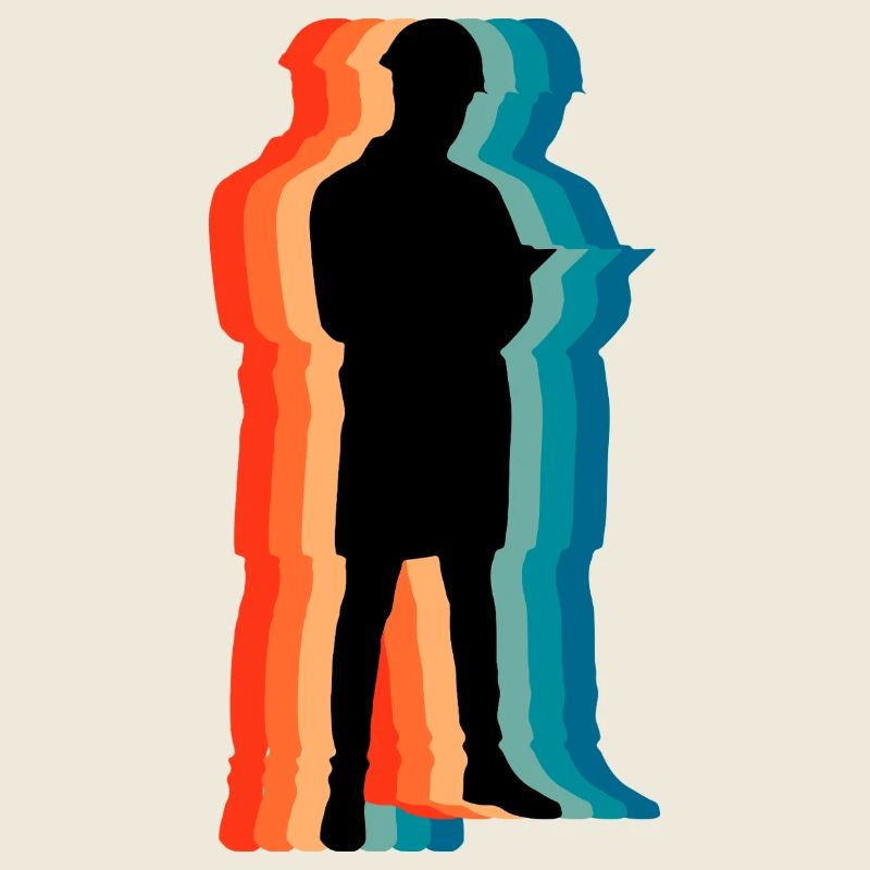 Civil Engineer Retro Silhouette Professional Art