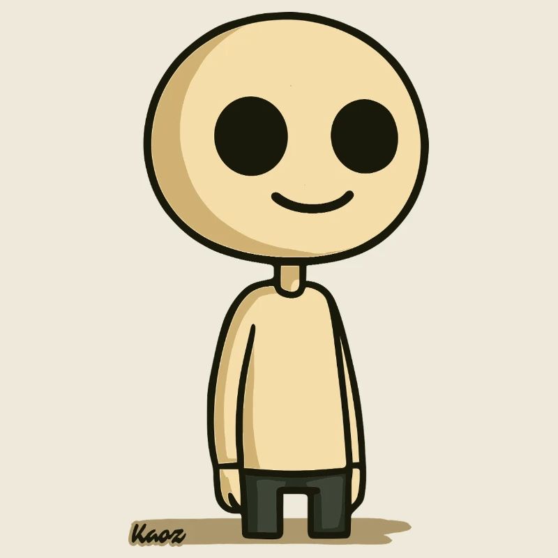 Schlichte Comic Figur mit rundem Kopf