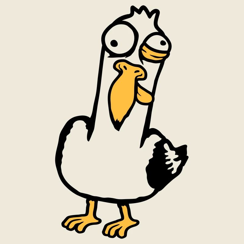 Crazy Seagull Squinting Grimace Insane Bird