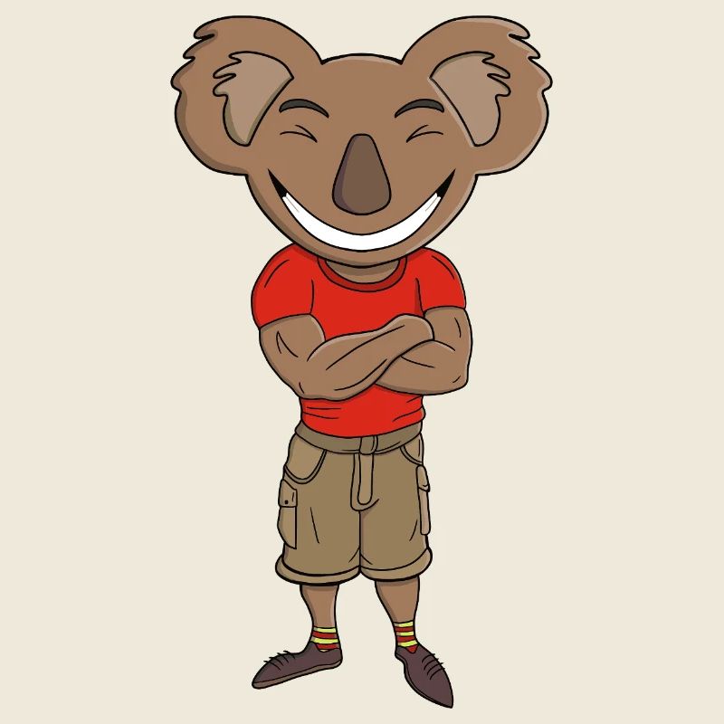Fröhlicher Koala verschränkte Arme