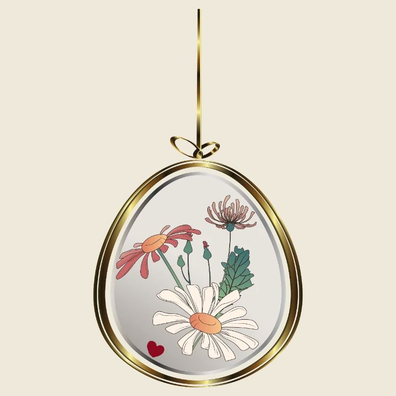 Pendentif fleur dans un cadre doré