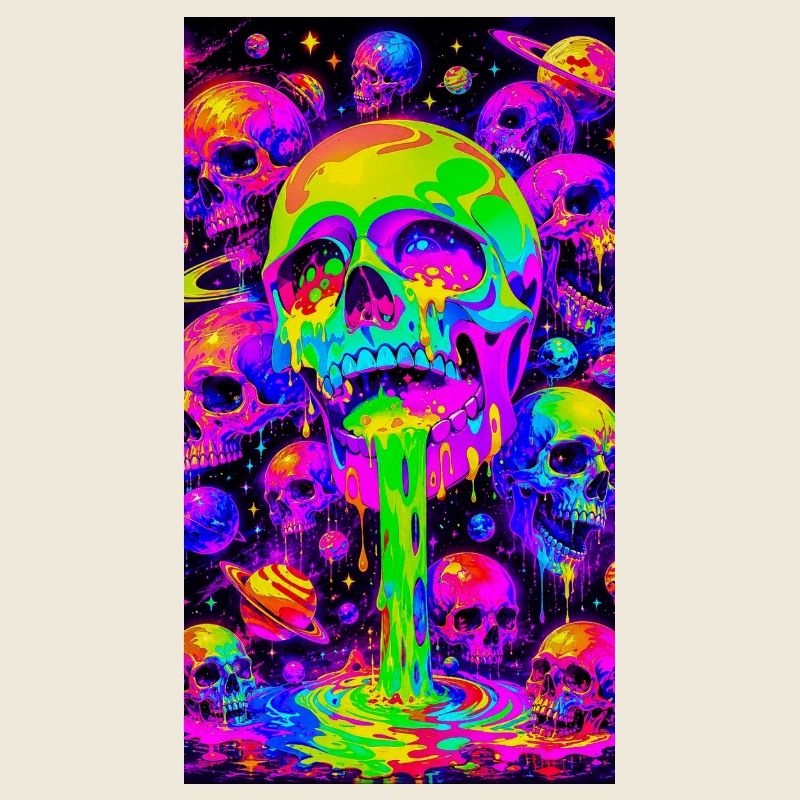 Psychedelische Neon-Skelette