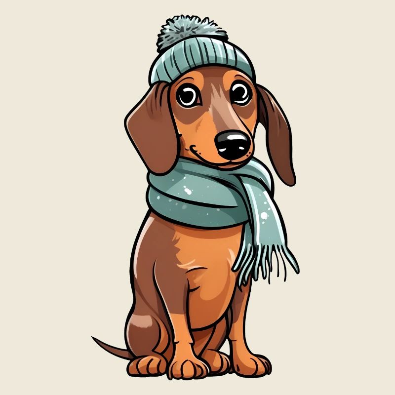 Cute dachshund in festive winter look!
