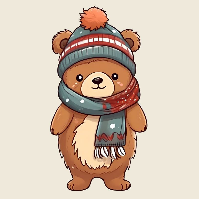 Cute bear in festive winter look!