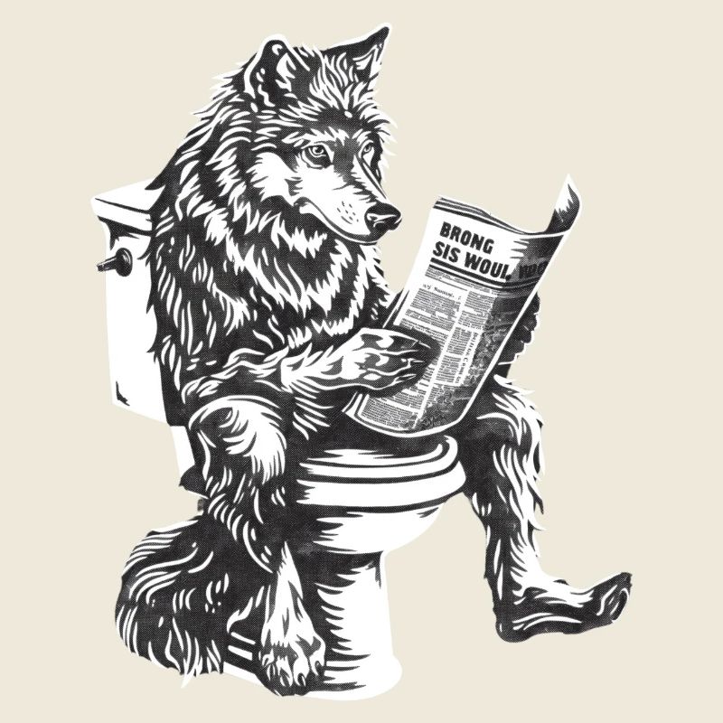 Loup sur les toilettes