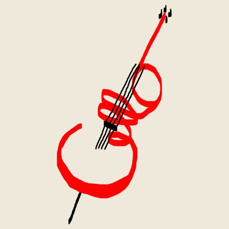 Lettrage violoncelle rouge